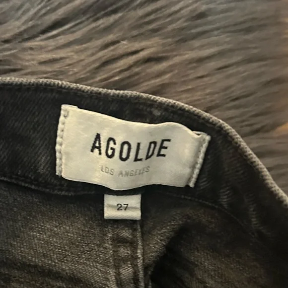 Agolde Nico High Waisted Cassette Distressed Button Fly Black Jeans Size 27 - Picture 8 of 9